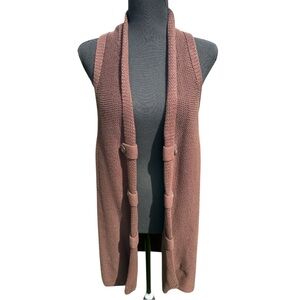 Sleeveless Large Knit Brown CARDIGAN by FEVER